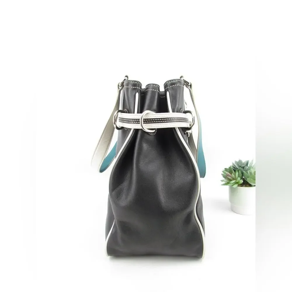 Authentic Coach Black White Leather Shoulder Bag